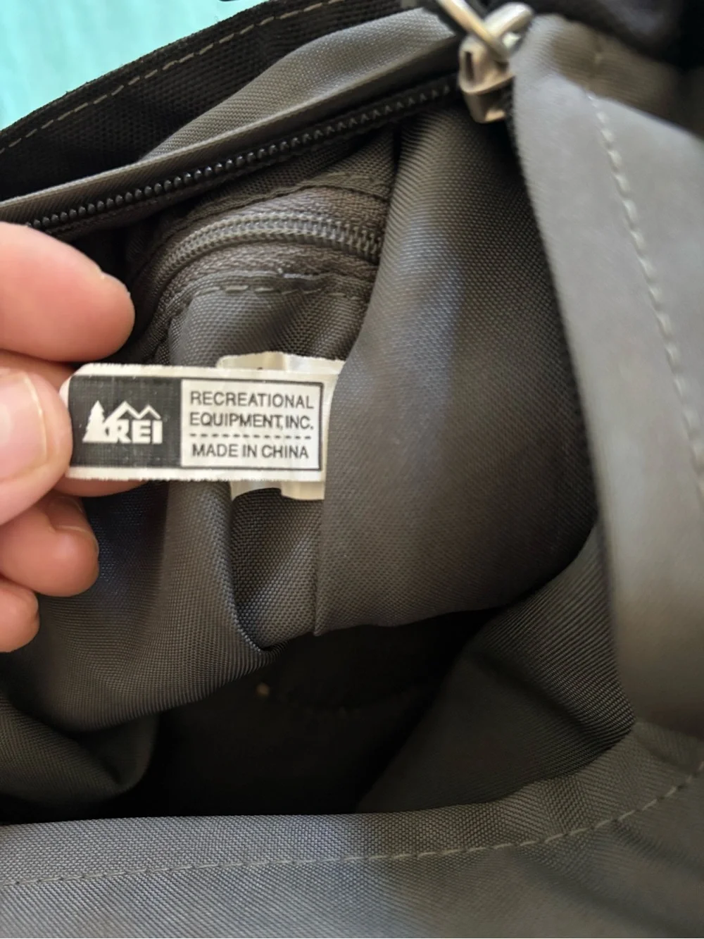 REI Black Messenger Bag with Grey Accents